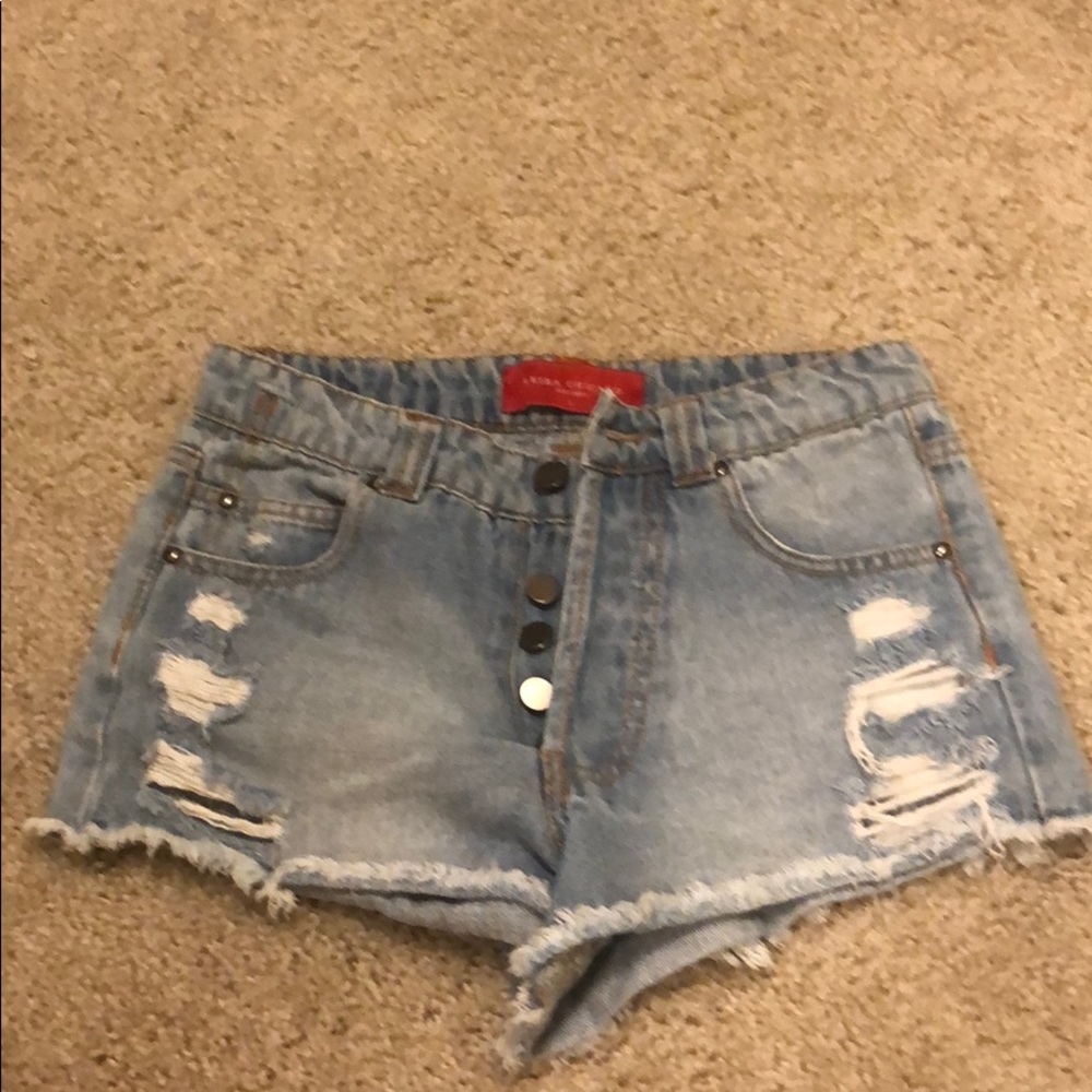High waisted distressed shorts